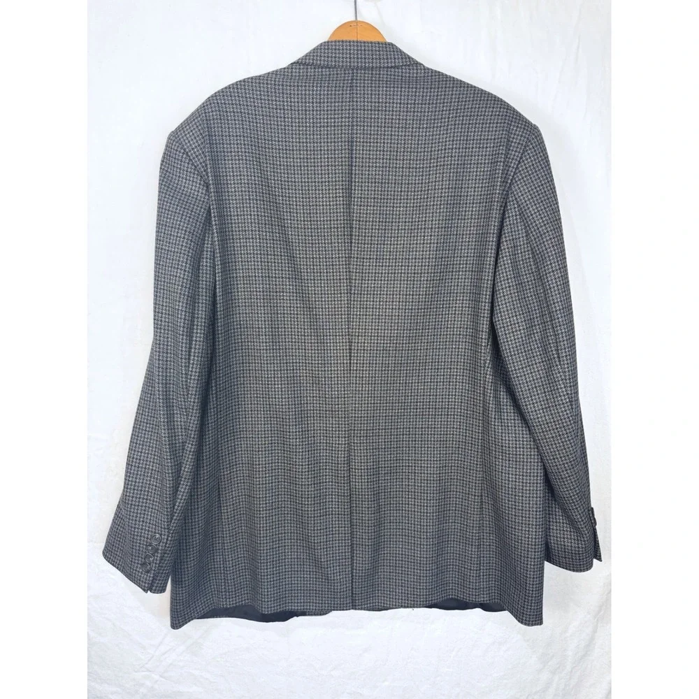 Lauren Ralph Lauren Mens 46R Lambswool Houndstooth Blazer Sport Coat Black Brown